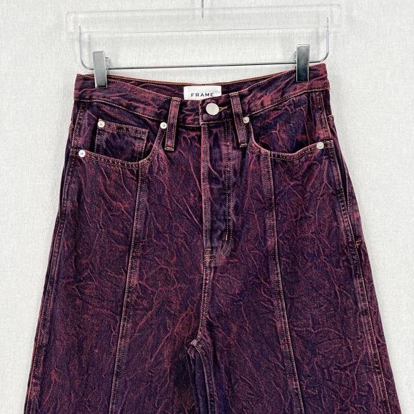 FRAME DENIM Jeans Womens 25 Long Tall Pink Acid Wash Wide Straight High Rise - Picture 3 of 14